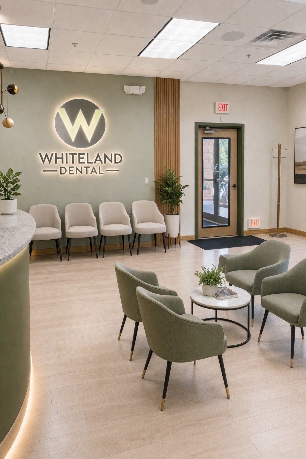 Comfortable reception and patient waiting lounge at Wilmington Dental, the best family and cosmetic dentist serving Wilmington, Greenville and New Castle County, DE